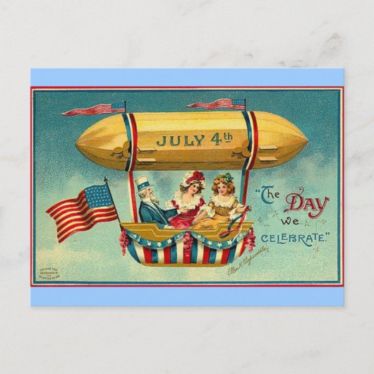 4 juli - Luchtschip - kunst Briefkaart (Voorkant)