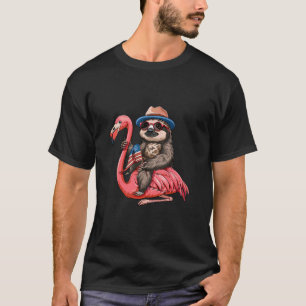 4 juli luiaard flamingo vierde juli Amerikaans T-shirt
