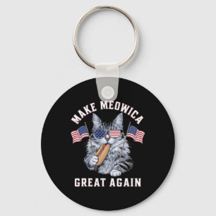 4 juli maakt Meowica weer een grappige patriot Sleutelhanger