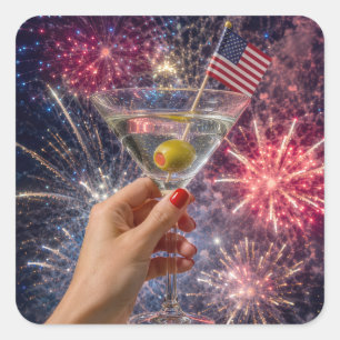 4 juli Martini Toast Vierkante Sticker