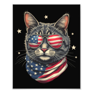 4 juli Meowica American Flag Cat Foto Afdruk