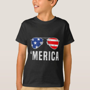 4 juli Merica Amerikaanse vlagglazen bakken G T-shirt