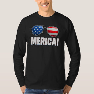 4 juli Merica Amerikaanse vlagglazen bakken G T-shirt