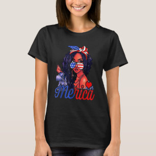4 juli Merica Black Women ons vlag Afro Indepe T-shirt