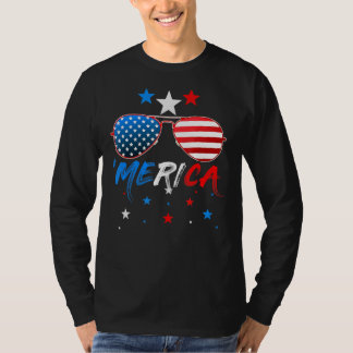 4 juli Merica Zonnebrillen T-shirt Mannen Vrouwen
