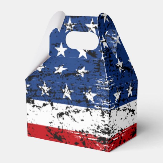 4 juli Monogram Naam Patriottische Amerikaanse vla Bedankdoosjes (Achterkant)