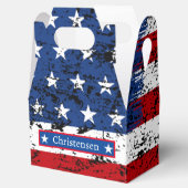 4 juli Monogram Naam Patriottische Amerikaanse vla Bedankdoosjes (Geopend)