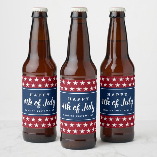 4 juli Monogram patriottische sterstakingen Bier Etiket (Flessen)