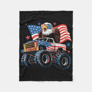 4 juli Monster Truck Bald Eagle Amerikaanse vlag Fleece Deken