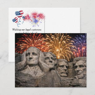 4 juli Mount Rushmore humor met vuurwerk Briefkaart