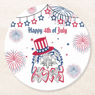 4 juli Onafhankelijkheidsdag Amerikaanse adelaar Ronde Kartonnen Onderzetter