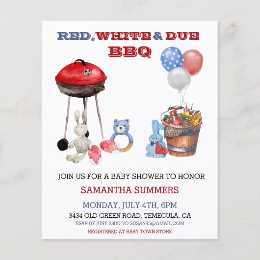 4 juli onafhankelijkheidsdag Baby Shower (Voorkant)