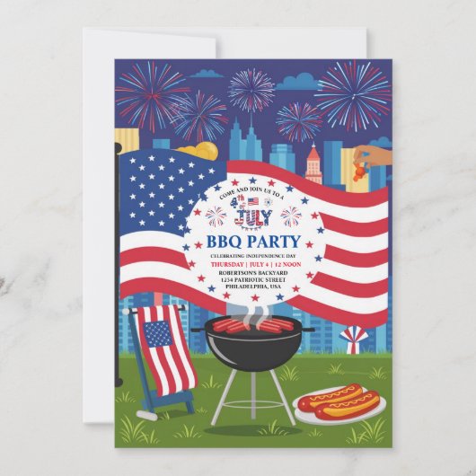 4 juli Onafhankelijkheidsdag BBQ-feest Kaart (Voorkant)