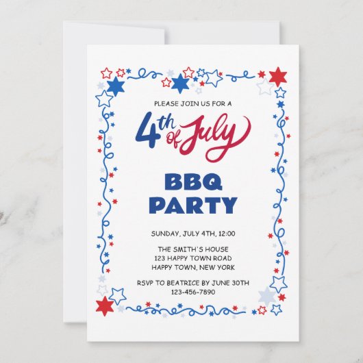 4 juli Onafhankelijkheidsdag BBQ Kaart (Voorkant)