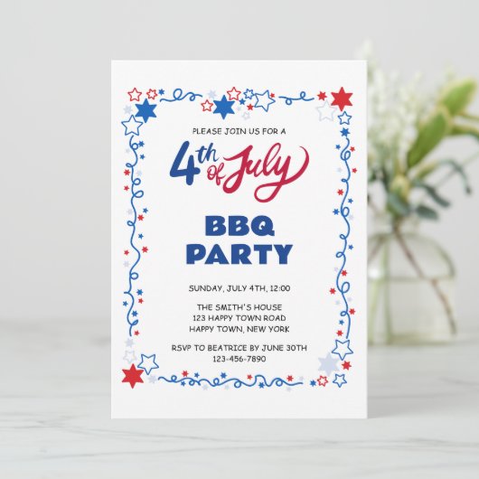 4 juli Onafhankelijkheidsdag BBQ Kaart (Staand voorkant)