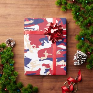 4 juli, Onafhankelijkheidsdag, Camouflage Beige Cadeaupapier