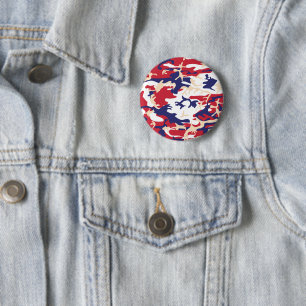 4 juli, Onafhankelijkheidsdag, Camouflage Beige Ronde Button 5,7 Cm
