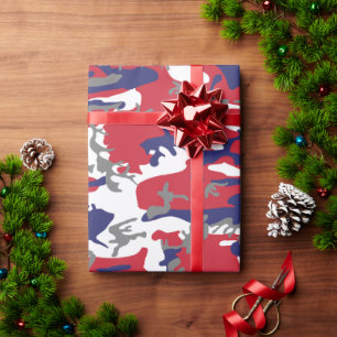 4 juli, Onafhankelijkheidsdag, Camouflage Grijs Cadeaupapier