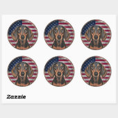 4 juli Onafhankelijkheidsdag Dachshund Circle Ronde Sticker (Vel)