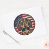 4 juli Onafhankelijkheidsdag Dachshund Circle Ronde Sticker (Envelop)