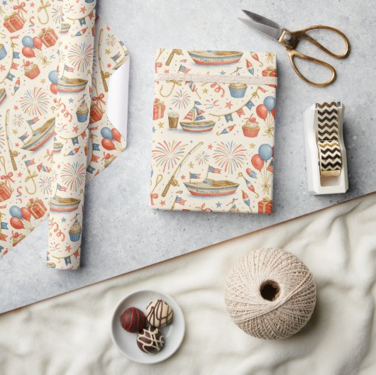 4 juli Onafhankelijkheidsdag feest voor liefhebber Cadeaupapier (Crafts)