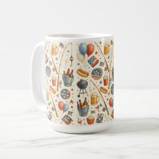 4 juli Onafhankelijkheidsdag feest voor liefhebber Koffiemok (Voorkant links)