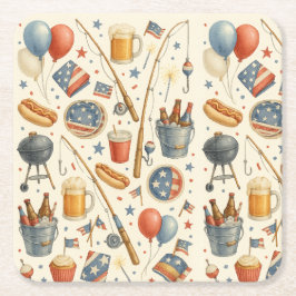 4 juli Onafhankelijkheidsdag feest voor liefhebber Vierkante Kartonnen Onderzetter