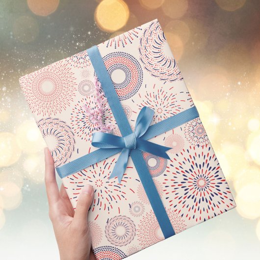 4 juli Onafhankelijkheidsdag Firecrackers Patroon Cadeaupapier