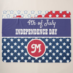 4 juli Onafhankelijkheidsdag monogram Sherpa Deken