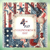 4 juli Onafhankelijkheidsdag Shabby Chic Star Stri Raamsticker (Vel 3)
