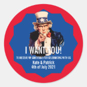 4 juli Onafhankelijkheidsdag van Uncle Sam Ronde Sticker (Voorkant)