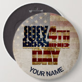 4 juli Onafhankelijkheidsdag  vlag ontwerp Ronde Button 6,0 Cm (Voorkant /achterkant)