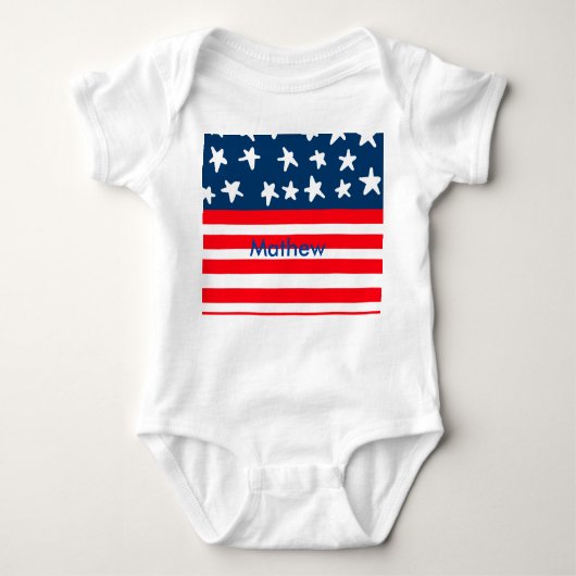 4 juli onafhankelijkheidsdag voeg naam tekst toe V Romper (Voorkant)