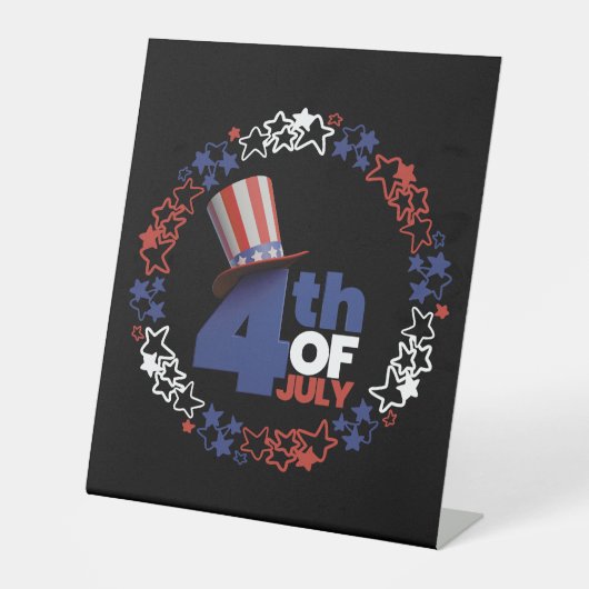 4 juli Onafhankelijkheidsdag voetstuk teken Reclamebord Met Voetstuk (Voorkant)