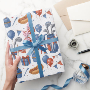 4 juli Onafhankelijkheidsdag voor Amerikaanse golf Cadeaupapier