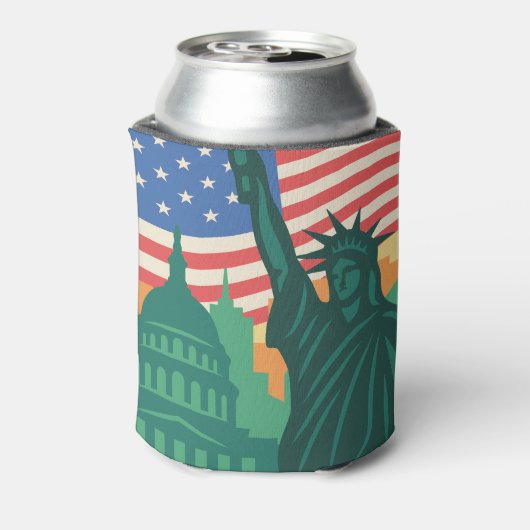 4 juli Onafhankelijkheidsdag Vrijheidsbeeld Blikjeskoeler (Blikje Achterkant)