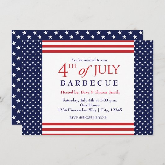 4 juli Onafhankelijkheidspartij Event Uitnodiging (Voorkant / Achterkant)