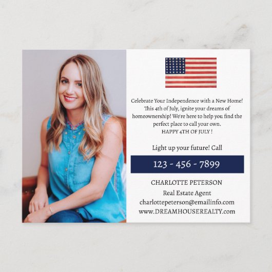 4 juli onroerend goed briefkaart (Voorkant)