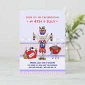 4 juli - Oom Sam Party BBQ Kaart (Staand voorkant)