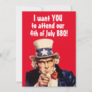 4 JULI OOM ZELFDE BBQ PARTY AANGEPASTE UITNODIGING