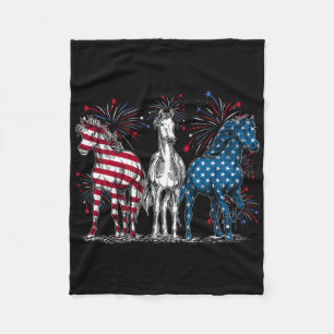 4 juli paardenliefhebbers rood wit en blauw Amerik Fleece Deken