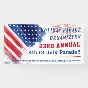 4 juli Parade Red White Blue Summer Company Spandoek