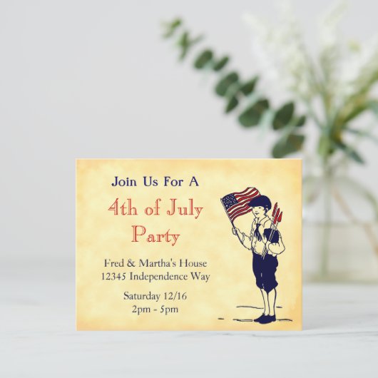 4 juli Party Custom Invitation Briefkaart (Staand voorkant)