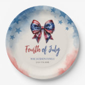 4 juli Patriotic Bow BBQ Party Papieren Bordje (Voorkant)