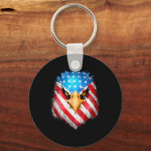 4 juli Patriotic Eagle Amerikaanse vlag Mannen Sleutelhanger (Voorkant)