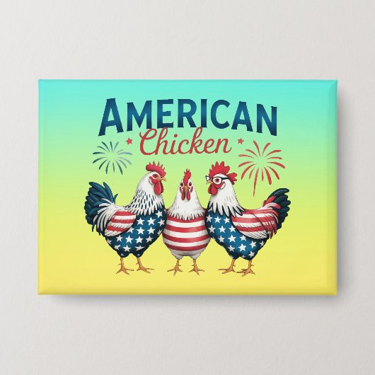4 juli patriottisch Amerikaans kip ontwerp Button (Voorkant)