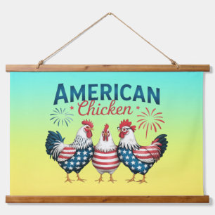 4 juli patriottisch Amerikaans kip ontwerp Hangend Wandkleed
