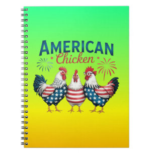 4 juli patriottisch Amerikaans kip ontwerp Notitieboek
