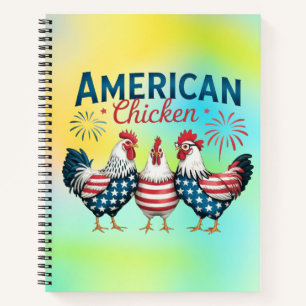 4 juli patriottisch Amerikaans kip ontwerp Notitieboek