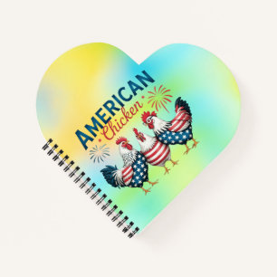 4 juli patriottisch Amerikaans kip ontwerp Notitieboek